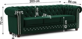 Zielona aksamitna rozkładana sofa 203 cm York Blik – Ropez