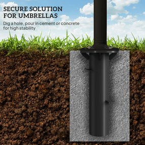 Outsunny Stojak do Parasola, Baza do Parasola, Uchwyt Ogrodowy, Metal, Ciemnoszary