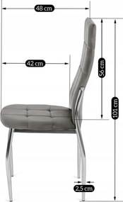 Krzesło Tapicerowane do Jadalni MOLLY Szare Welurowe Nowoczesne