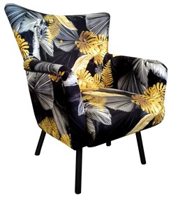 Fotel TULIP tkanina Welur noga metalowa Uszak