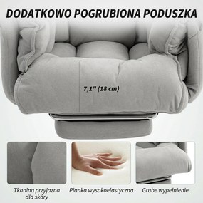 HOMCOM Fotel biurowy odchylany Regulacja wysokości Krzesło biurowe z podłokietnikami podnóżkiem wysokie oparcie 75 x 77 x 110-118 cm Szary | Aosom PL
