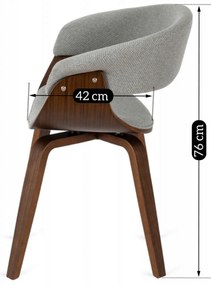 Krzesło Tapicerowane z Drewna Giętego GARY 2 Szare/Orzech Nowoczesne Loft
