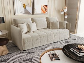 Beżowa rozkładana sofa welurowa W5-C93
