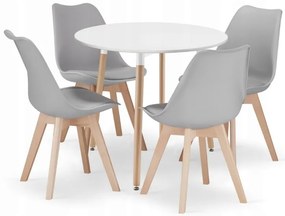 Zestaw do jadalni 1+4, stół KAMI 80x80 biały + krzesła BALI MARK szare