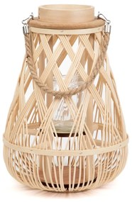 Lampion RADIANT pleciony z pojemnikiem na świece naturalny 35 cm  HOMLA