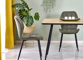 Nowoczesny stół Empori 120x80 cm prostokątny z trwałym blatem MDF w naturalnej okleinie, czarne nogi