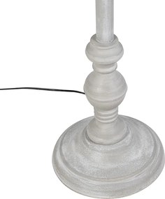 Rustykalna lampa podłogowa szara z czarnym abażurem z lnu - Classico