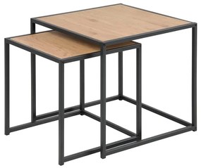 Zestaw 2 stolików konferencyjnych SARON dąb/czarny