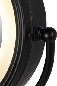 Designerskie lustro ścienne czarne z wbudowanym regulowanym oświetleniem LED IP44 z włącznikiem sznurkowym - Vicino