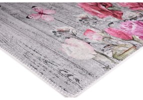 Różowo-szary dywan odpowiedni do prania 80x150 cm Blooming Roses – Vitaus