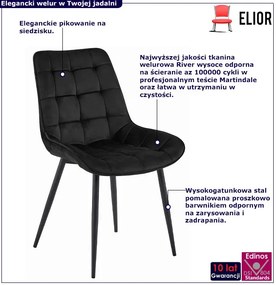 Welurowe czarne pikowane krzesło S2-W60