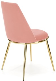 K460 krzesło różowy, tapicerowane, tkanina velvet, złoty, glamour