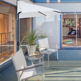 Outsunny Parasol Ogrodowy Półkolisty z Korbką Aluminiowy 293x150cm Kremowo Biały Czarny | Aosom PL