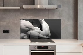 Panel szklany do Kuchni Czarno-Biała Rzeźba Mięśni