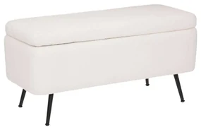 Pufa ze schowkiem, tapicerowana z efektem boucle, 100 x 40 x 48,5 cm