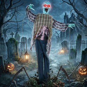HOMCOM Animowany zombie na Halloween w naturalnej wielkości, 170 cm, z aktywacją dźwiękiem i dotykiem, straszna dekoracja | Aosom PL