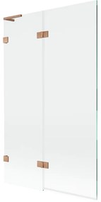 Mexen Lunar L parawan nawannowy 2-skrzydłowy lewy 110 x 150 cm, transparent, miedź szczotkowana - 897L-110-100-65-00-L