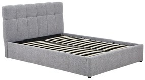 Łóżko ze skrzynią  140 x 190 cm - Tkanina z bukli  - Szary - MAZIRI