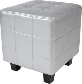 Krzesło klubowe Chesterfield ze stołkiem, srebrny