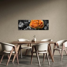 Obraz kwiatu (z zegarem) (90x30 cm)