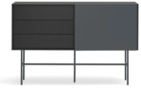 Czarno-antracytowa niska komoda z drzwiami przesuwnymi 140x91 cm Nube – Teulat