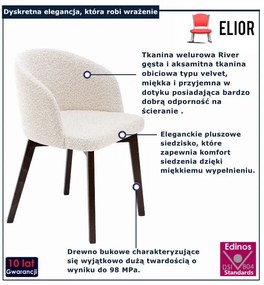 Kremowe pluszowe krzesło kubełkowe R9-R04