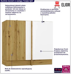 Dolna szafka kuchenna narożna biały + dąb artisan - Elandro 14X