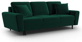 Zielona aksamitna rozkładana/ze schowkiem sofa 235 cm Kyoto – Cosmopolitan Design
