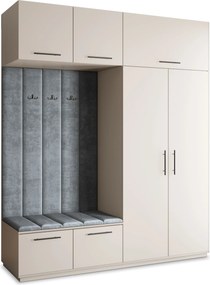 Masseno Garderoba REMA 200/240/60 cm Nowoczesna Szafa do Przedpokoju Kaszmir, MONOLITH 85 (Szary)