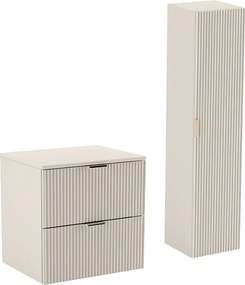 Kaszmirowy Zestaw Łazienkowy 60cm Szafka Blat Słupek Ryflowane Fronty