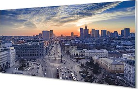 Szkło do Kuchni na Ścianę Warszawskie Wieżowce o Zmierzchu