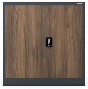 Metalowa szafka do gabinetu BEATA, 900 x 930 x 400 mm, Eco Design: antracytowa/ orzech