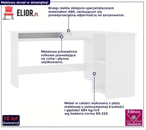 Białe duże biurko narożne - Merfis 3X