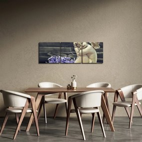 Obraz anioła z kwiatem (z zegarem) (90x30 cm)