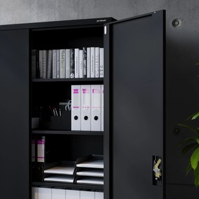 Szafa biurowa metalowa na dokumenty czarna JAN II, 1150 x 1850 x 400 mm