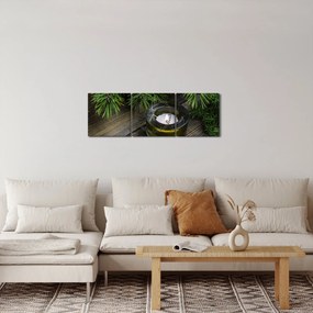 Obraz - świeca bożonarodzeniowa (z zegarem) (90x30 cm)