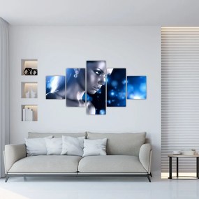 Obraz kobiety w niebieskim blasku (125x70 cm)
