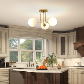 HOMCOM Plafon z kulistymi kloszami i oprawkami G9, bez źródeł światła, złoty | Aosom PL