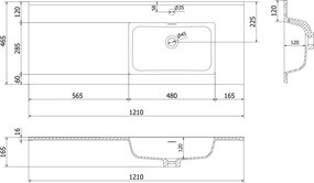 Mexen Otis umywalka wpuszczana w blat prawa 121 x 46,5 cm, biała połysk - 25181200P