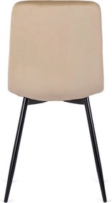 Krzesło Tapicerowane do Jadalni IBIS Beżowe Welurowe Nowoczesne Loft