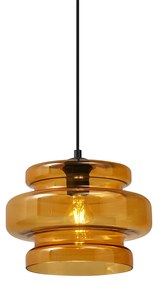 Retro Lampa Wisząca Czarna z Pomarańczowym Szkłem - Denise Retro Oswietlenie wewnetrzne