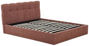 Łóżko ze skrzynią  160 x 200 cm - Tkanina z bukli  - Terakota - MAZIRI