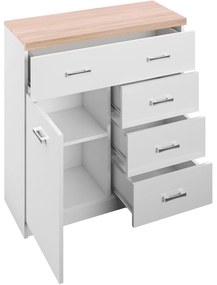 Komoda z Szufladami ELEGO 80 cm Biała do Salonu Przedpokoju Nowoczesna