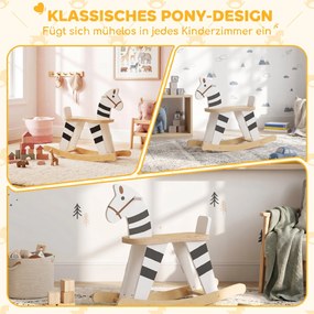 AIYAPLAY Konik na biegunach, bujak dla dzieci z uchwytami i oparciem w kształcie pony dla dzieci 1,5–3 lat Czarny+Biały | Aosom PL