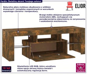 Szafka pod telewizor z oświetleniem LED przydymiony dąb - Artbo