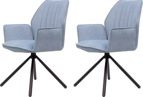 Zestaw krzeseł 2 szt. - tkanina i czarny metal - jasnoniebieski - JANSON