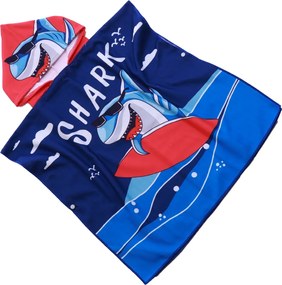 Dziecięce poncho SHARK niebieskie Rozmiar: 60 x 120 cm