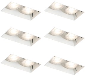 Zestaw 6 białych opraw wpuszczanych GU10 50 mm 2-punktowych bezramkowych - Oneon