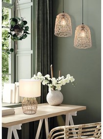 Biało-naturalna lampa stołowa (wys. 38 cm) Rike – Trio