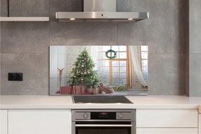 Szklany Panel Świąteczne Choinki i Podarki